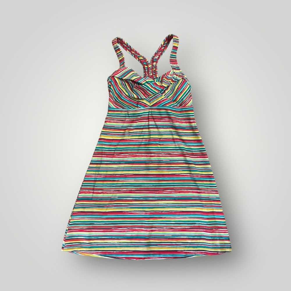 Athleta Salina Swim Dress Women Medium Striped Resortwear Travel Athleisure - Picture 2 of 9